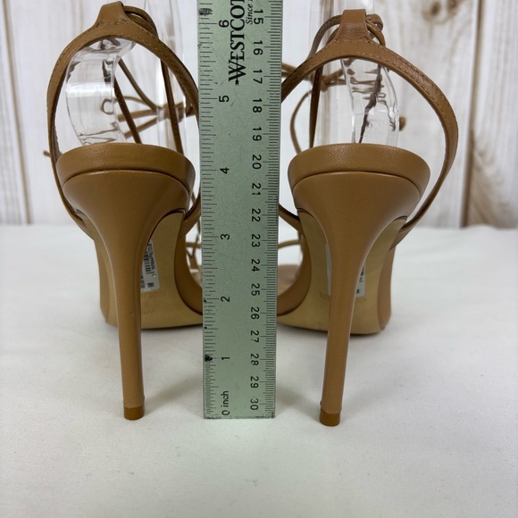 Aqua Stilleto Heels Leather Dressy Slip On Ankle Tie Thong Sandals Beige Size 9 - Picture 15 of 15